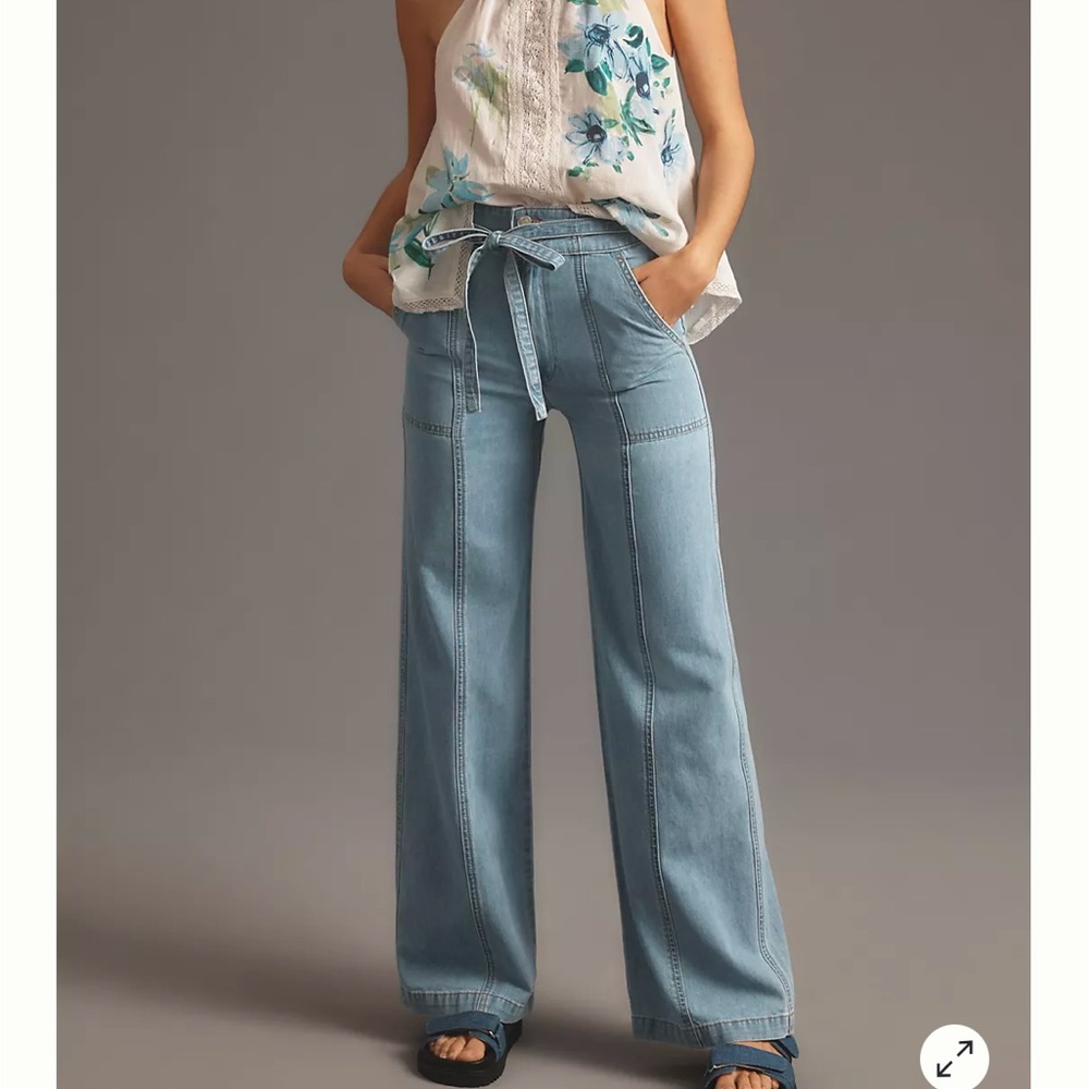 Hudson Tie-Waist High-Rise Wide-Leg Jeans